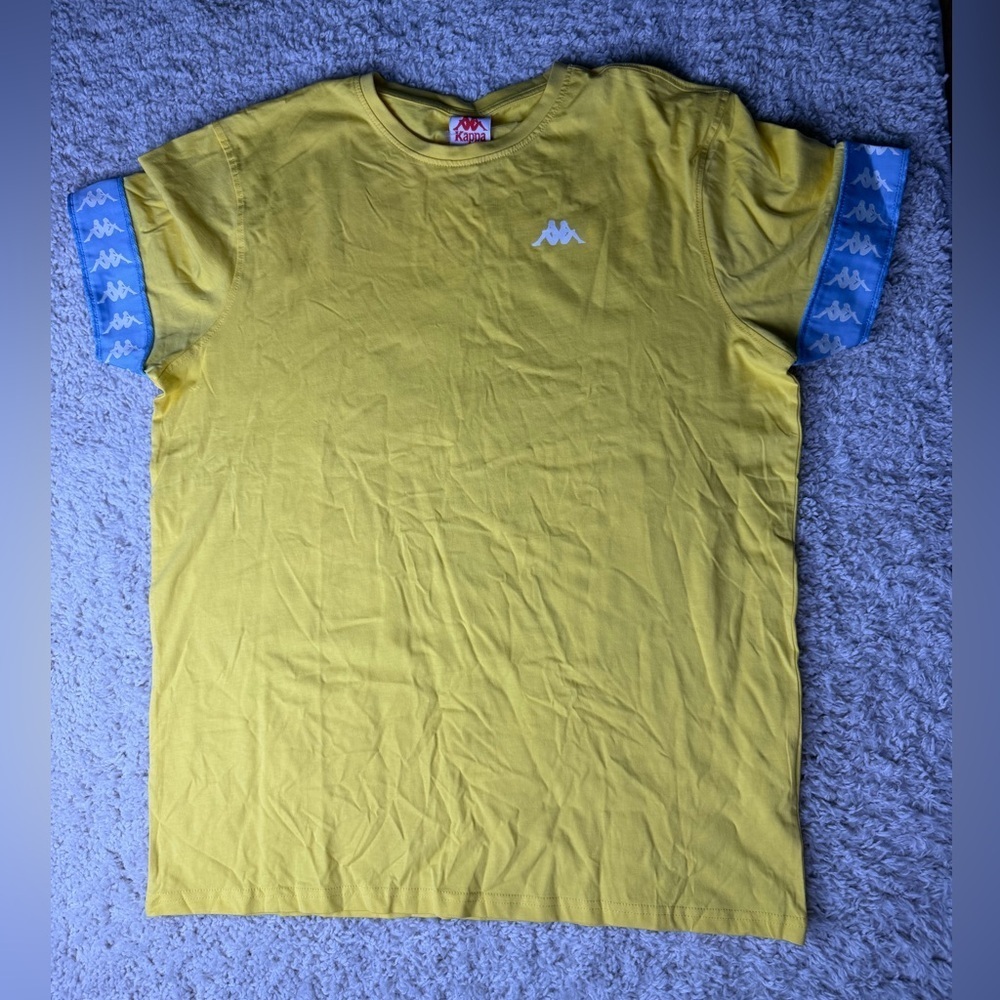 Menās XXL Kappa Yellow T-Shirt with Blue Accents NWT
